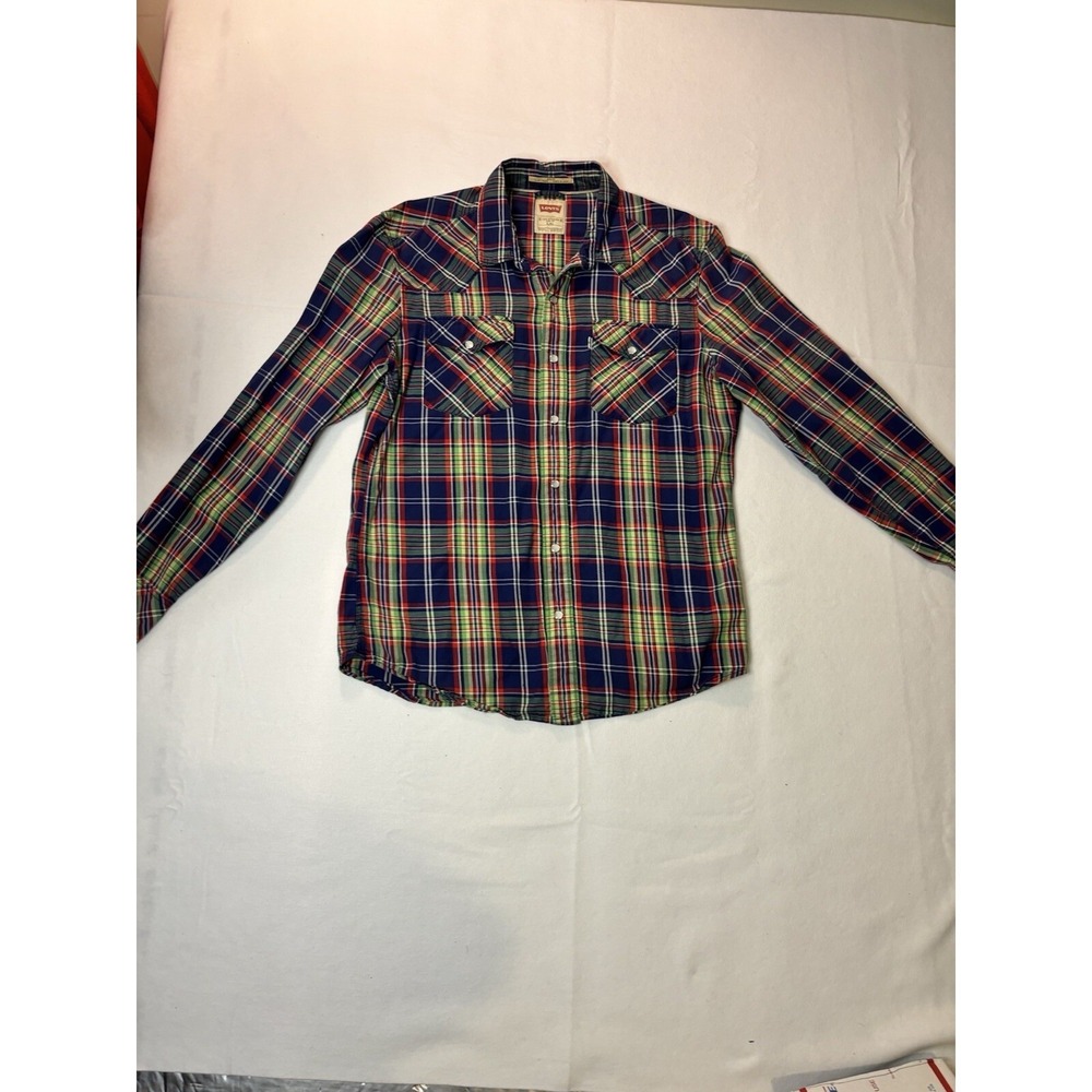 LEVIS PLAID SNAP FRONT WESTERN SHIRT LONG SLEEVE SIZE L